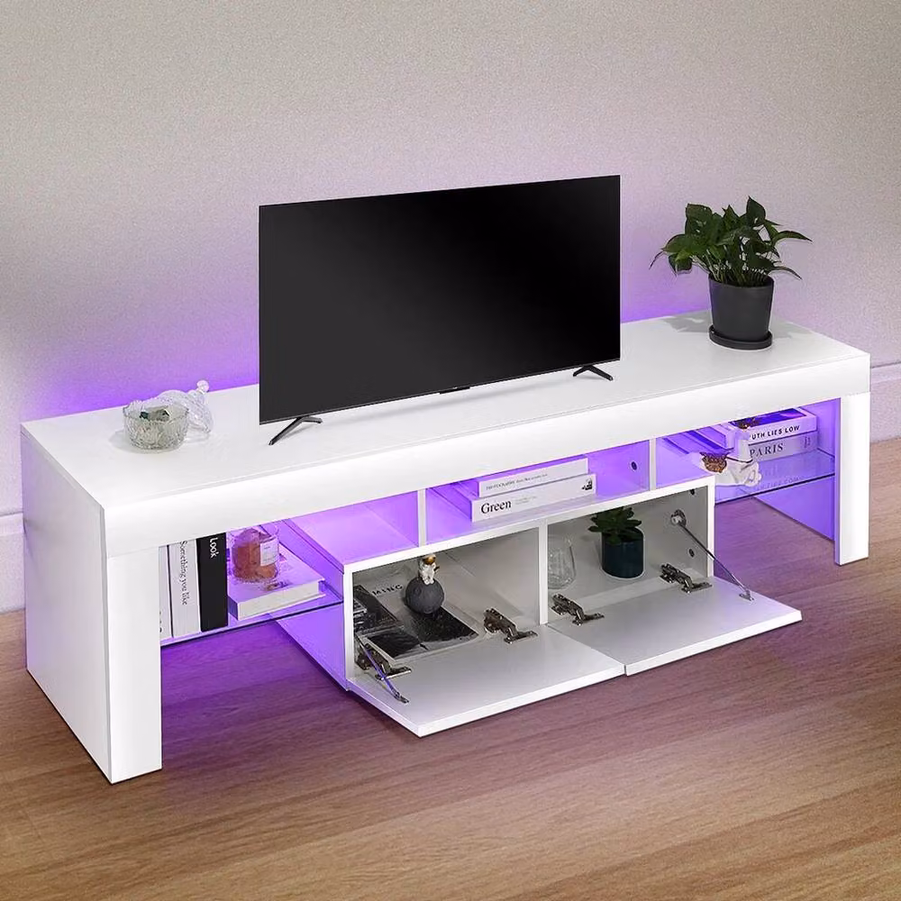 PAWNORA White High Gloss Modern TV Stand Cabinet Unit, Width: 160 cm – 4