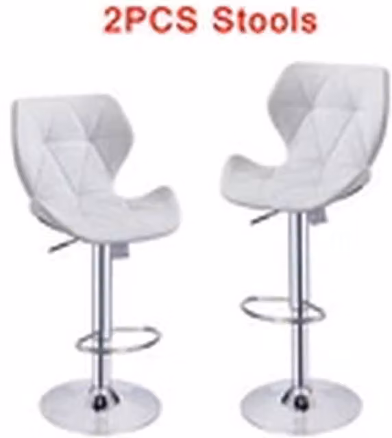 EONLION Set of 2 Modern Swivel Barstools in White PU Leather