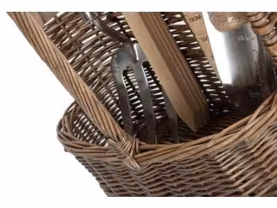 Red Hamper Antique Wash Deluxe Garden Tool Basket, Brown, Small – 4