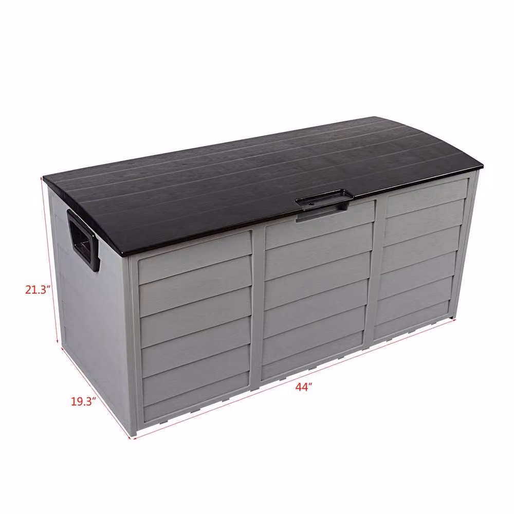 EONLION Black and Grey Waterproof Garden Storage Box with Wheels, 280L – 2