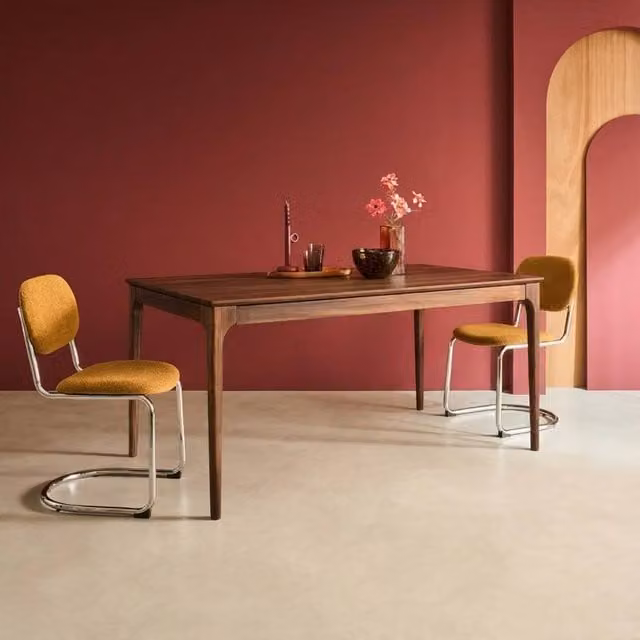 sweeek Rectangular Extendable Dining Table in Dark Brown, Rubberwood and Ash Veneer, 6-8 Seats