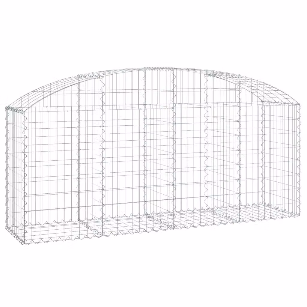 Berkfield Home Arched Gabion Basket in Silver Galvanised Steel, W: 200 cm, D: 50 cm, H: 80-100 cm – 2