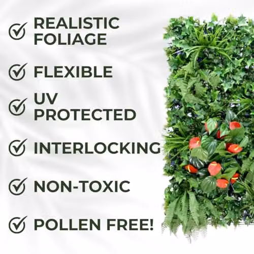 Ark Mat Hedgerow Artificial Plant Wall Panel, Green, W: 100 cm, H: 100 cm – 2