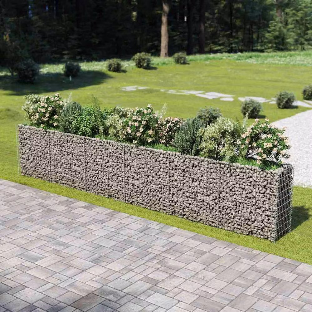 Berkfield Home Durable Galvanised Steel Gabion Raised Bed in Silver, W/D/H: 540 x 50 x 100 cm – 2