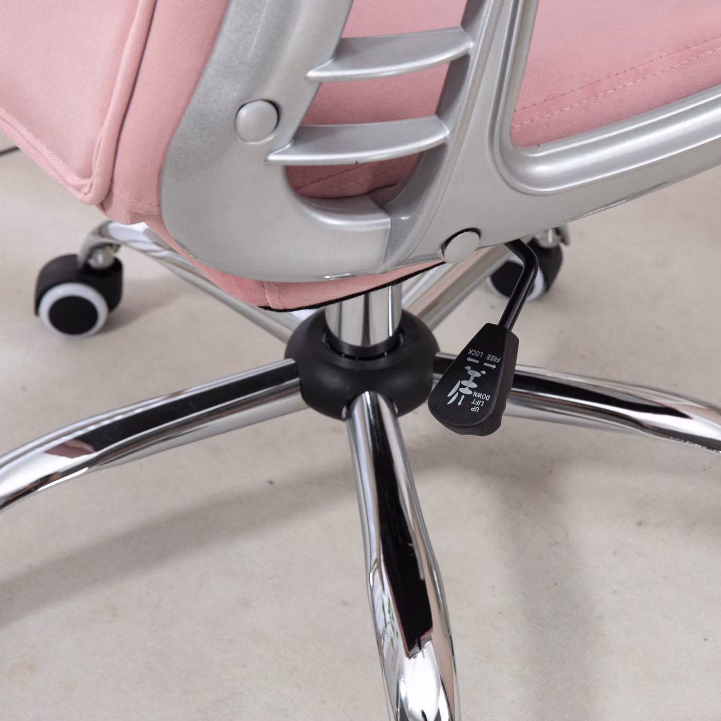 Vinsetto Pink Velvet Glamour Home Office Task Chair with 360 Degree Swivel and Adjustable Height – 4