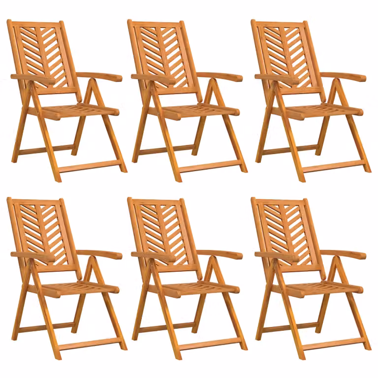Berkfield Home Set of 6 Reclining Acacia Wood Garden Chairs in Brown
