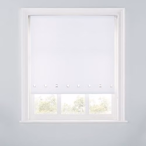A.Unique Home Trimmable Square Eyelet Roller Blind, White, W: 90 cm, H: 170 cm