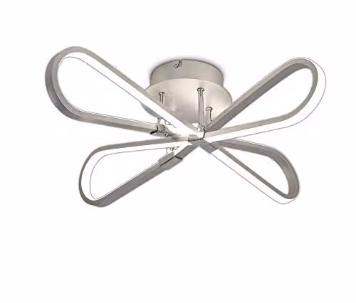 Netlighting Bucle Modern LED Flush Ceiling Light, 40W, 3500lm, 3000K Warm White, Chrome and Silver with Acrylic