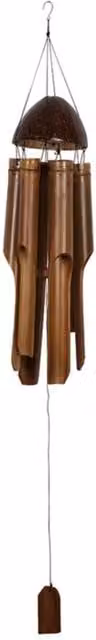 KDMK Brown Bamboo Hanging Windchime with Ethnic Wood Decor, W/D/H: 12.5 x 12.5 x 72.0 cm
