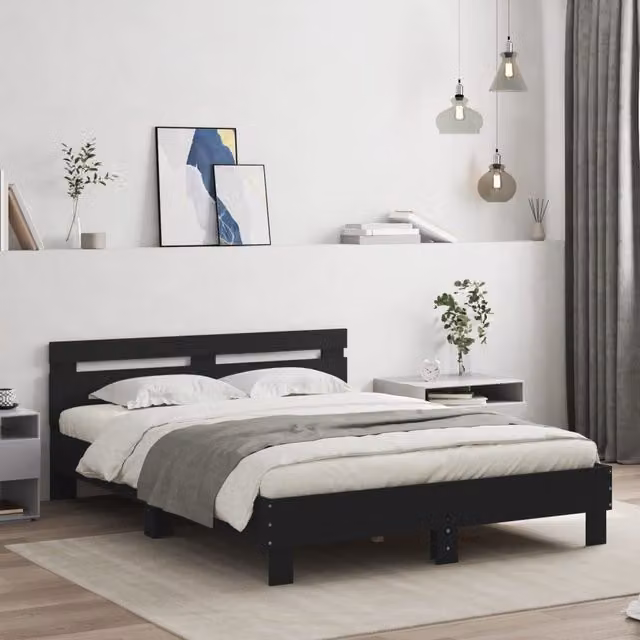 Berkfield Home Modern Black Bed Frame W/D/H: 140 x 200 cm