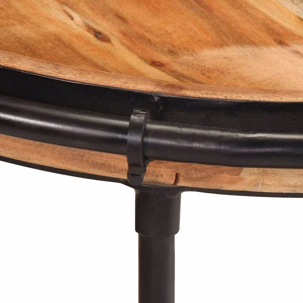 Berkfield Home Round Acacia Wood Side Table in Brown, W/D/H: 55 x 55 x 60 cm – 4