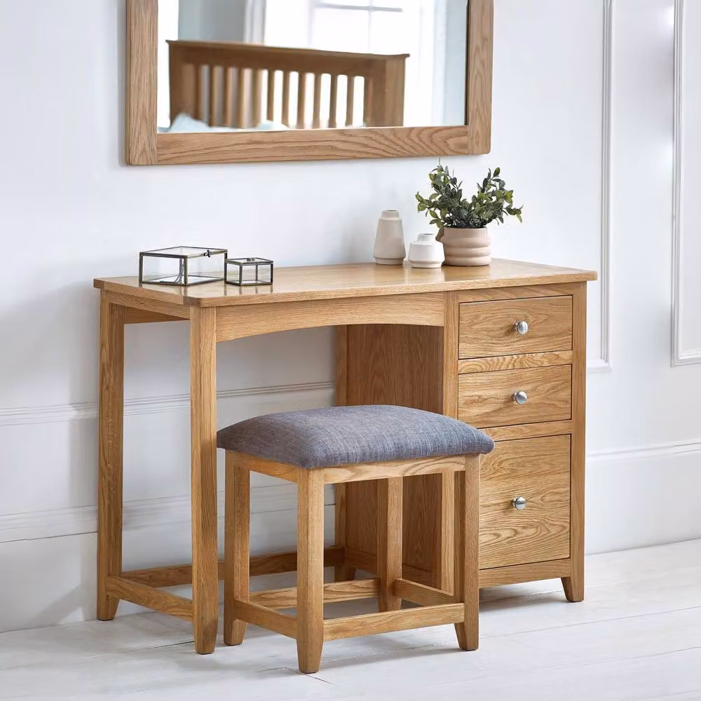 Cheshire Brixton Single Dressing Table and Stool in Light Oak – 2