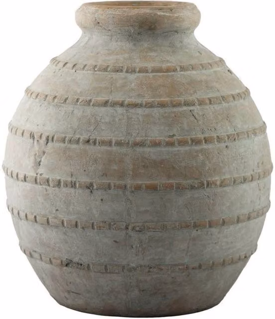 KDMD Hortus Gold Coast Washed Terracotta Squat Vase, Brown Ceramic, Height: 31 cm