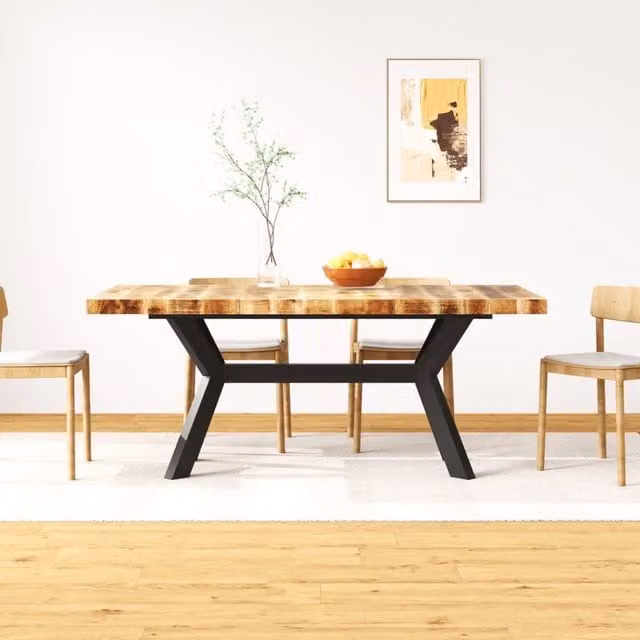 Berkfield Home Industrial Rectangular Dining Table in Brown Solid Mango Wood and Steel with X-Frame Design, 180 cm – 1