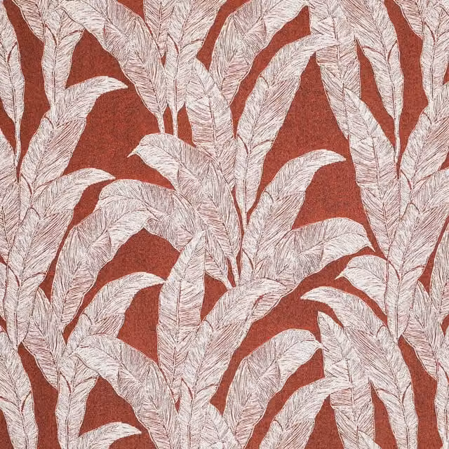 Linda Barker Evergreen Leaf Woven Fabric in Burnt Sienna Orange