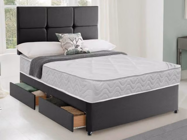 Dura Beds Dura Ortho Firm Divan Bed, Grey Fabric, W/D/H: 140 x 200 x 40 cm