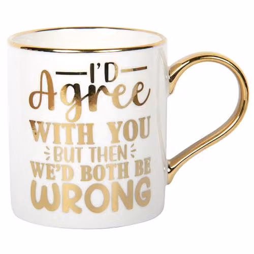 Lesser & Pavey Gold Edition Both Be Wrong Bone China Mug, 350ml, White and Multicolour