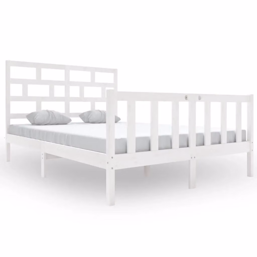 Berkfield Home White Solid Wood Pine Bed Frame, W/D/H: 120 x 200 cm – 2