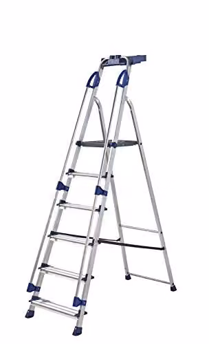Werner 6 Tread Steel Workstation Stepladder with Tray in Silver
