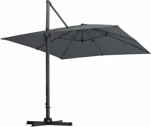 Kidkid Large Square Rotating Outdoor Cantilever Parasol Canopy in Grey