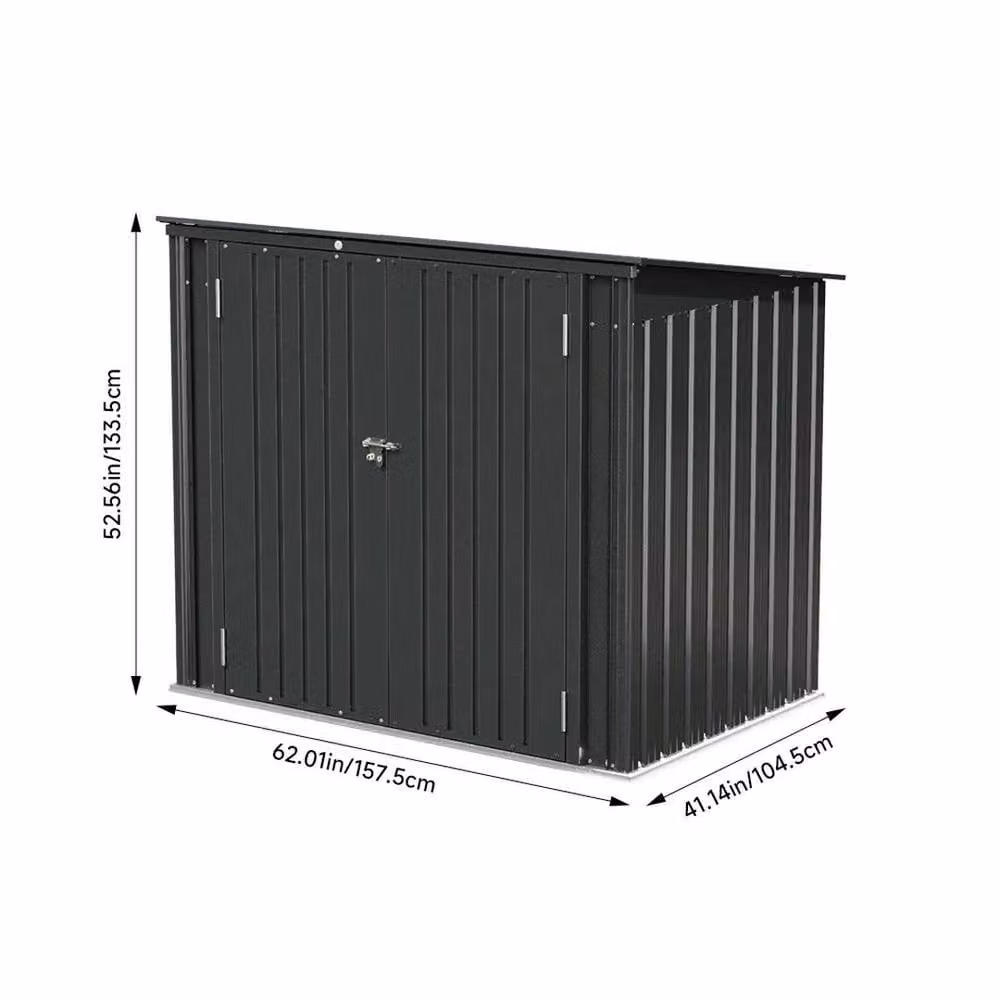 FLAVORA Modern Metal Outdoor Trash Can Storage Shed in Anthracite Grey – 2