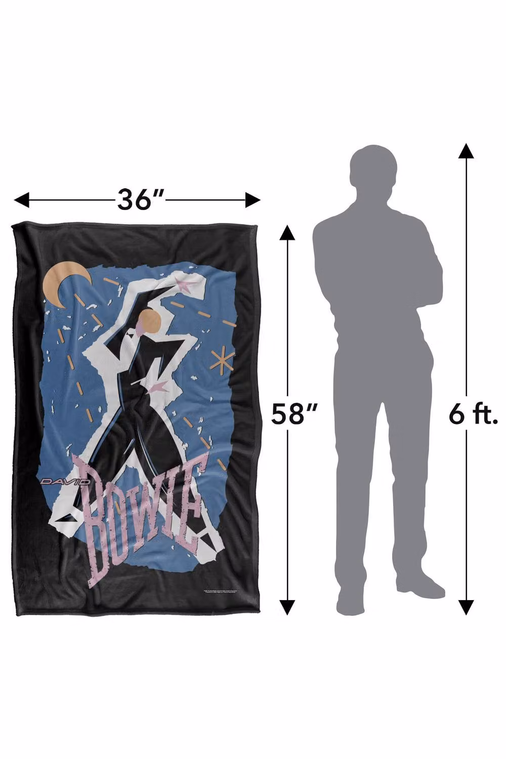 LOGOVISION David Bowie Iconic Guitar Gradient Super Soft Silky Fleece Blanket, Multicolour, W: 91.44 cm x L: 147.32 cm – 7