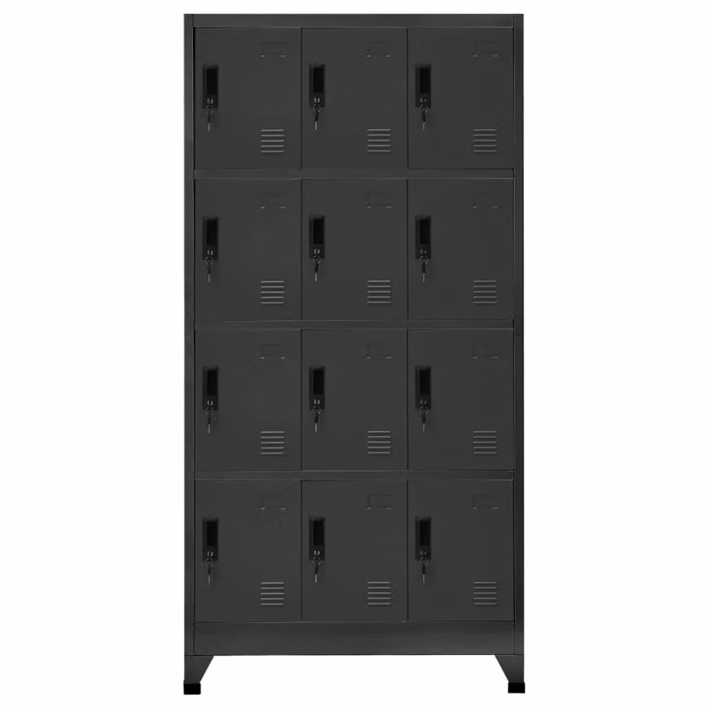 Berkfield Home Locker Cabinet in Anthracite and Black Steel, W/D/H: 90 x 45 x 180 cm – 2