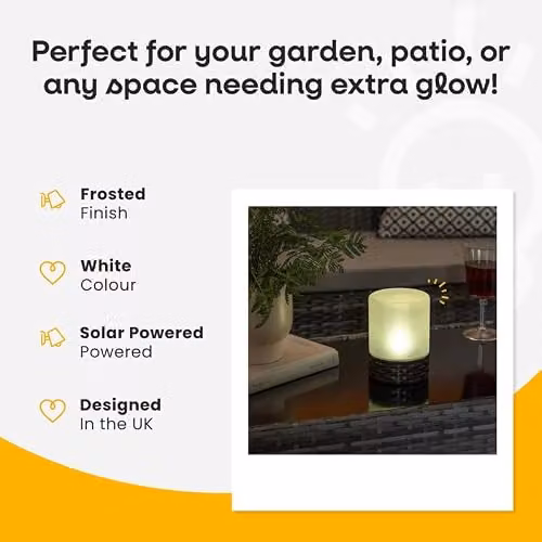 ValueLights Rattan Solar Powered Outdoor Garden Table Lamp with Glass Shade in Brown – 3