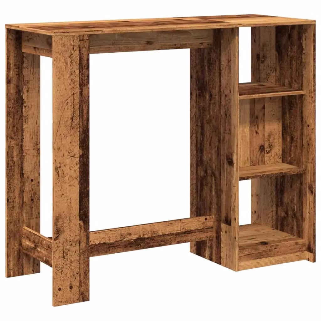 Berkfield Home Bar Table with Shelf in Old Wood Brown, W/D/H: 124 x 46 x 103.5 cm – 5