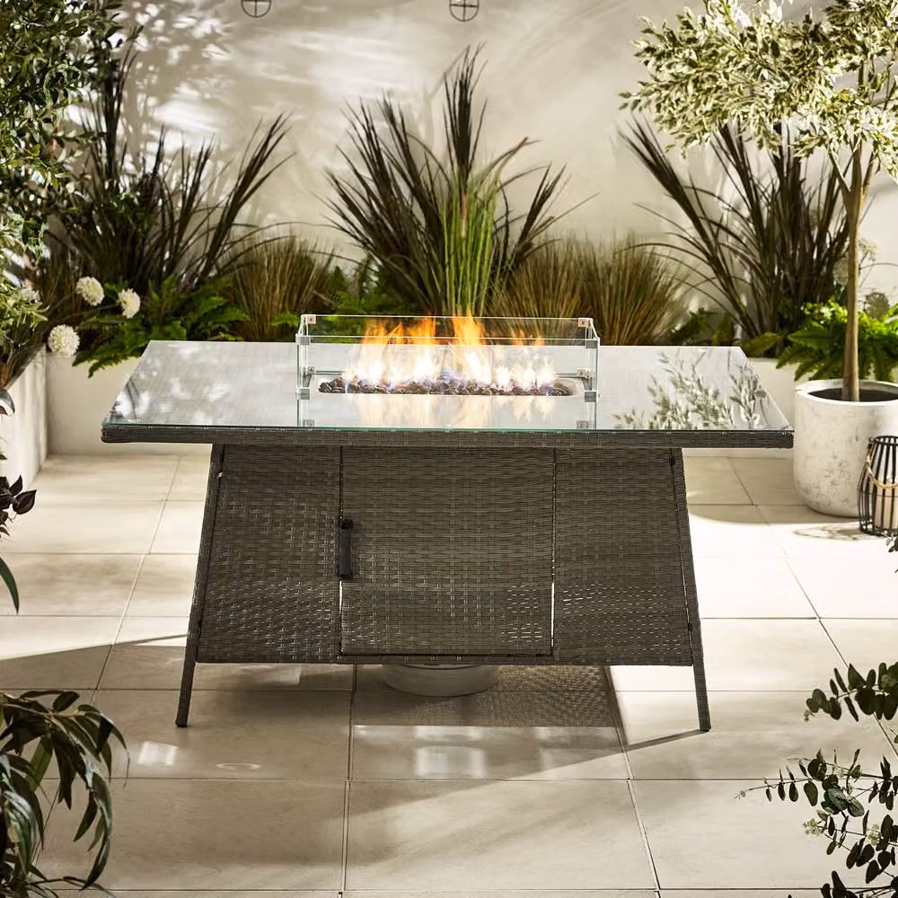 FurnitureboxUK Marbella 9 Seat Grey Polyrattan Garden Dining Set with Firepit Table – 3