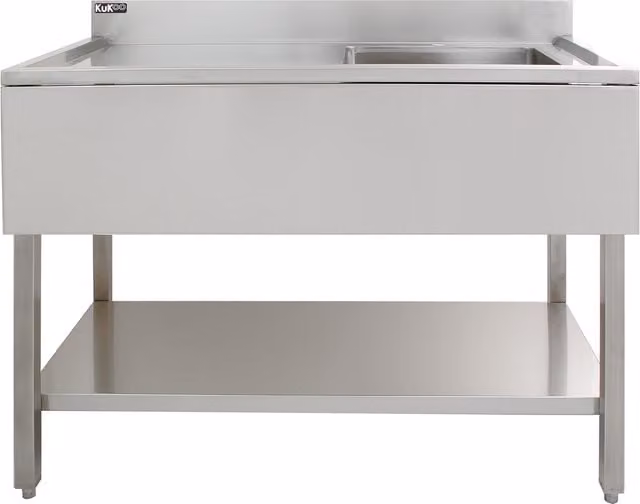KuKoo Stainless Steel Free Standing Catering Sink with Left Hand Drainer, Silver, W/D/H: 120 x 60 x 90 cm