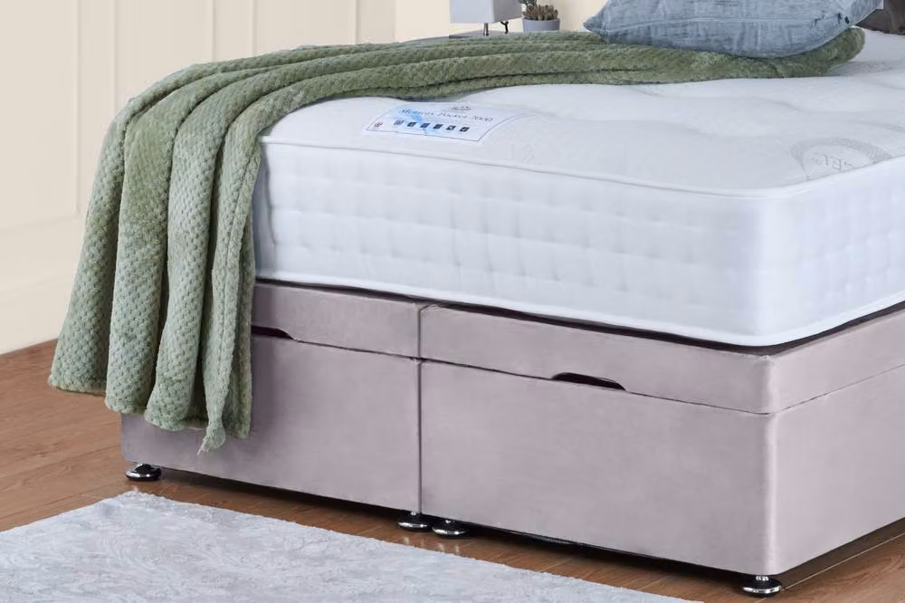UK Bed Furniture Wilton End Lift Divan Ottoman Bed with 54 Inch Tall Headboard in Silver, W/D/H: 90 x 190 cm – 2