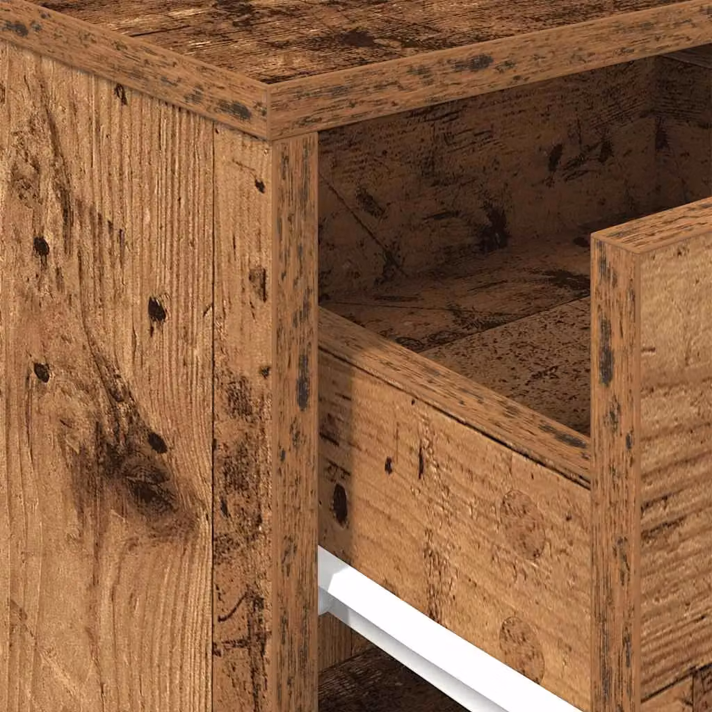 Berkfield Home Set of 2 Rustic Old Wood Bedside Cabinets with Drawer, Brown, W: 40 cm, D: 34 cm, H: 50 cm – 6