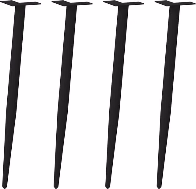 Berkfield Home Conical Coffee Table Legs, 4 Piece Black Matt Steel Set, Height: 72.5 cm