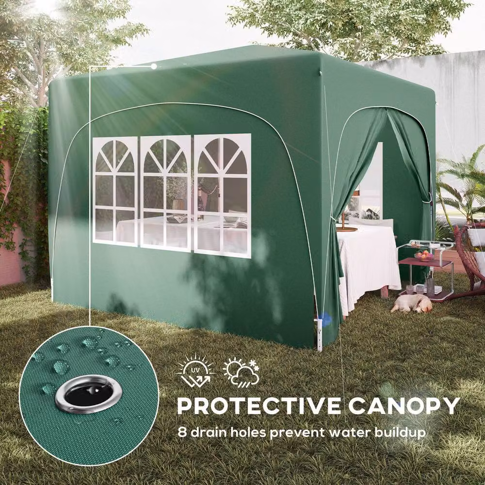 Matteo Pop-Up Gazebo Shelter in Green with Accessories, W: 300 cm, D: 300 cm, H: 273 cm – 5
