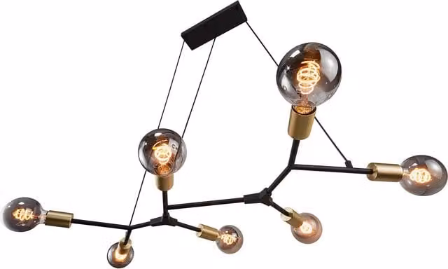 Nordlux Josefine Suspended Pendant Light in Black Metal and Glass, E27, Diameter: 45 cm