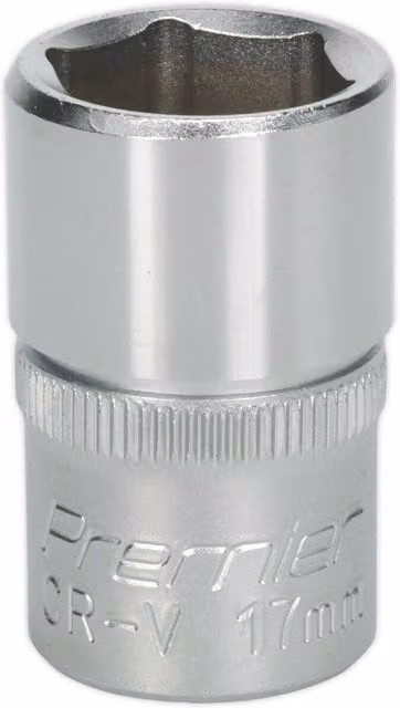 Loops 17mm Steel Drive Socket 1/2 inch Square Drive Chrome Vanadium Wrench Socket in Silver