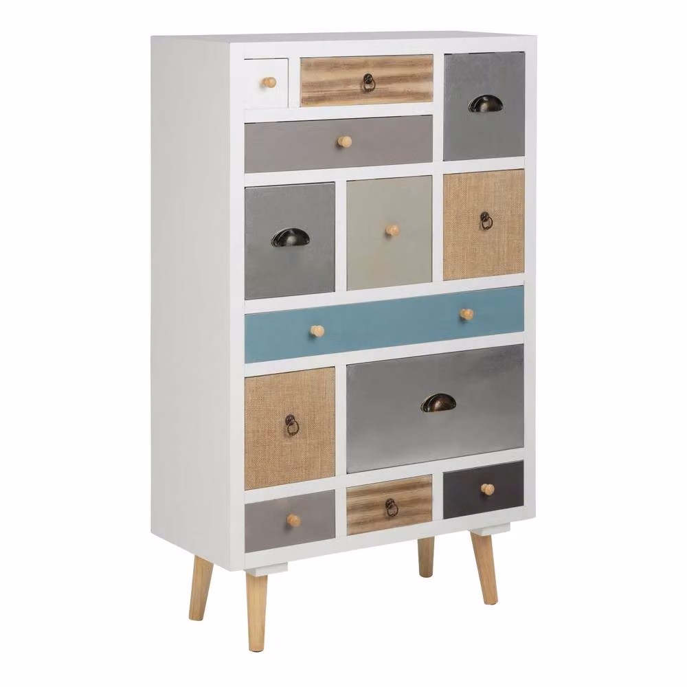 Wyld Haus Malaga 13 Drawer Chest of Drawers with White Frame and Multicoloured Drawers – 2