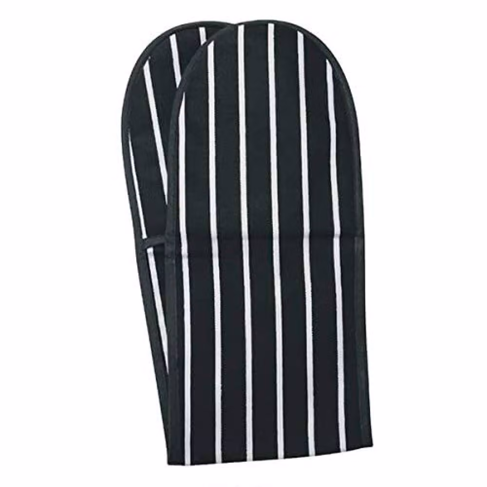 Rushbrookes Butchers Stripe Double Oven Gloves in Slate Grey Cotton – 2