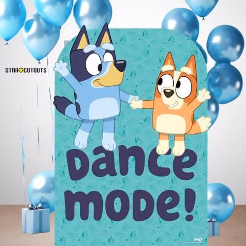 Star Cutouts Bluey & Bingo Dancing Backdrop Cardboard Cutout, Blue, Height: 134 cm – 2