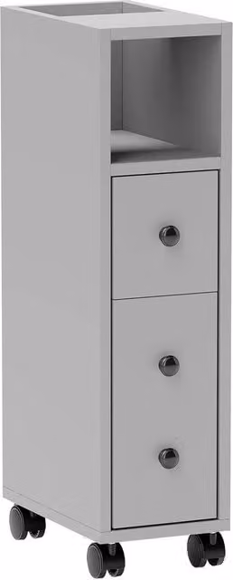 NESTLUNE Grey Modern Freestanding Bathroom Cabinet with Hinged Doors and Internal Shelves