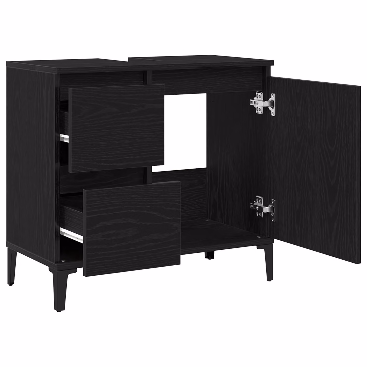 Berkfield Home Black Oak Sink Cabinet, W/D/H: 65 x 33 x 60 cm – 4