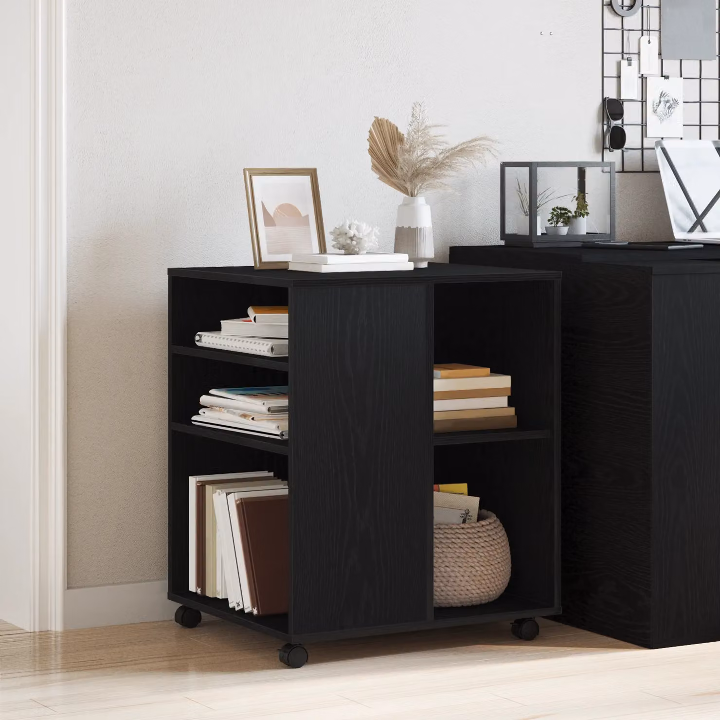 Berkfield Home Black Oak Storage Cabinet W: 60 cm, D: 53 cm, H: 72.5 cm – 4