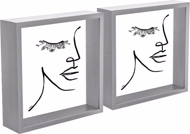 Nicola Spring Pack of 5 Grey 3D Deep Square Single Photo Frames, W/H: 20.32 x 20.32 cm