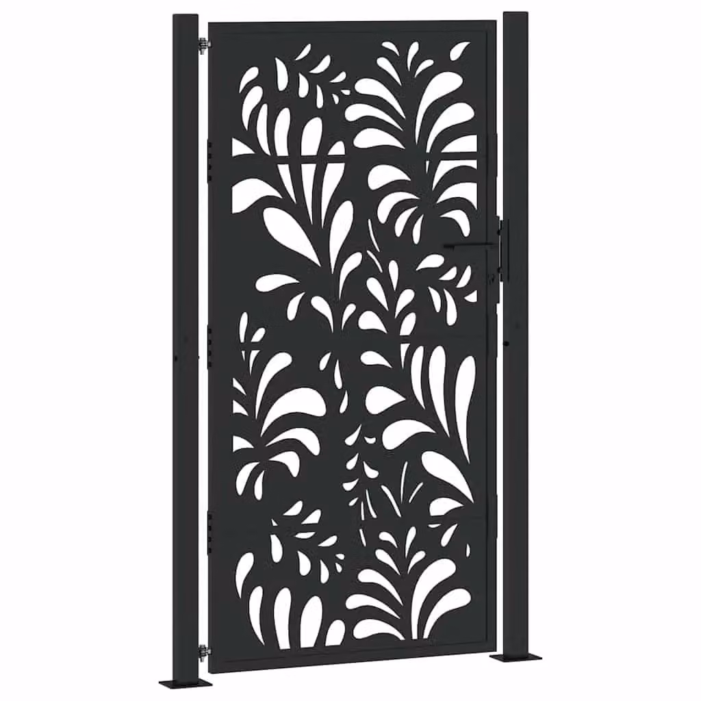 Berkfield Black Steel Wave Design Garden Gate W: 105 cm, H: 180 cm – 2