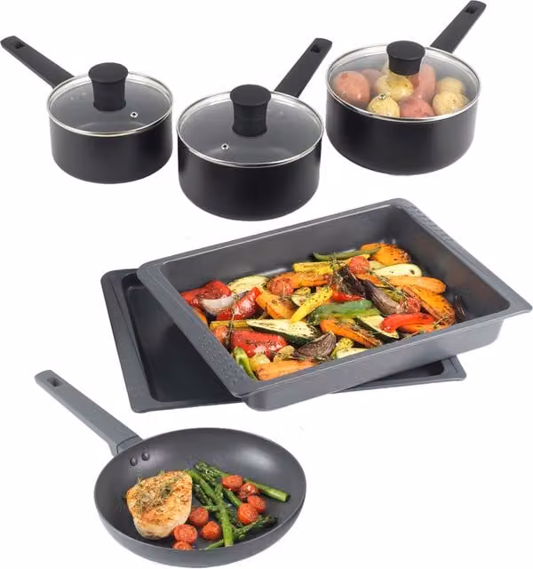 Russell Hobbs Shield 6 Piece Non-Stick Cook and Bake Set in Black