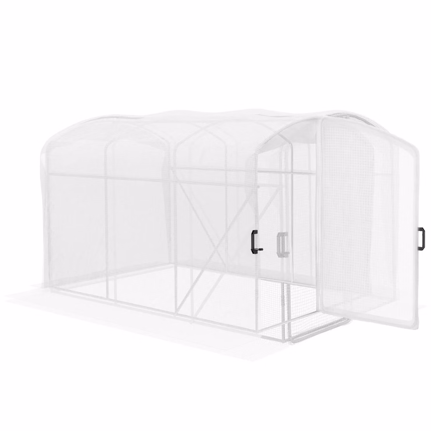 OUTSUNNY White Polytunnel Greenhouse with PE Cover and Hinged Door, W/D/H: 300 x 200 x 200 cm – 2