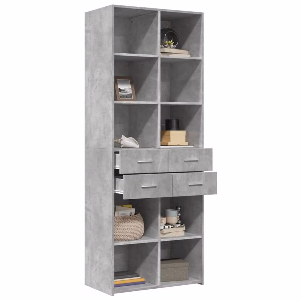 Berkfield Home Modern Highboard in Concrete Grey, W: 70 cm, D: 42.5 cm, H: 185 cm – 2