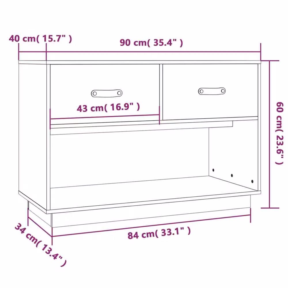 Berkfield Home Honey Brown Solid Wood Pine TV Cabinet W/D/H: 90 x 40 x 60 cm – 6