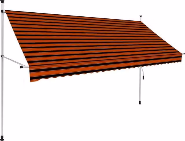 Berkfield Home Manual Retractable Folding Arm Awning in Orange and Brown Striped Polyester and Steel, Width: 300 cm